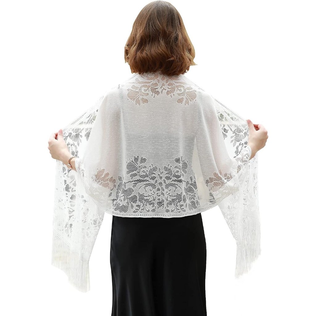 Women White Pashmina Wedding Formal Shawls And Wraps For Evening Dresses